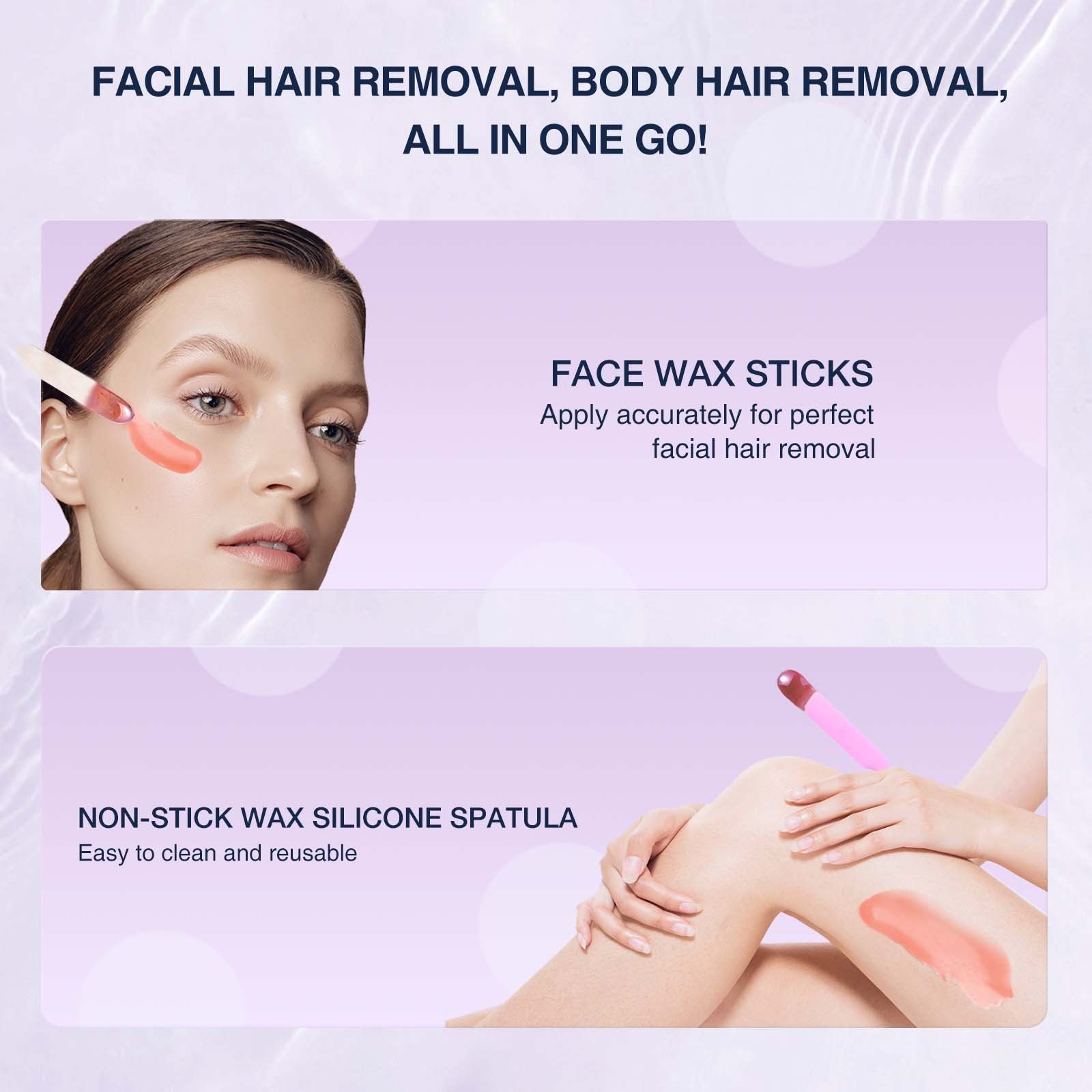 Waxing Kit WUWUVISTA Hair Removal Wax Kit Wax Melt Warmer Waxing Beads For Face, Brazilian, Full Body, Bikini 19 Items - Image 5